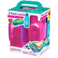 Ланчбокс с бутылкой Sistema 3 Pack Lunch 475 мл Red (1595)