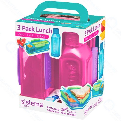 Набор для ланча с бутылкой Sistema 3 Pack Lunch, 475 мл Red (1595)