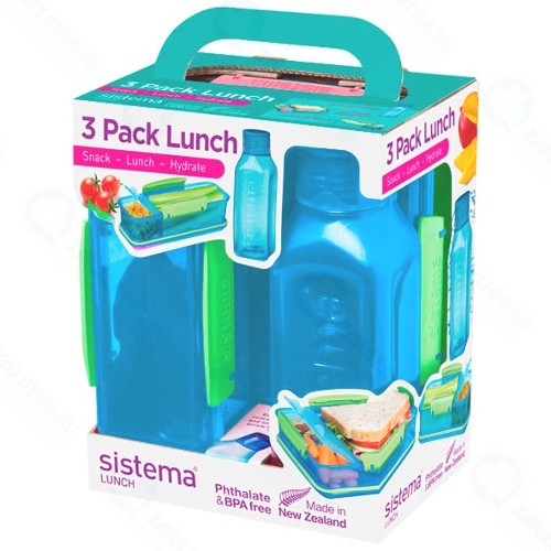Набор для ланча с бутылкой Sistema 3 Pack Lunch, 475 мл Blue (1595)