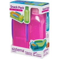 Контейнер и бутылка для воды Sistema Lunch Snack Pack, 475 мл Red (1596)