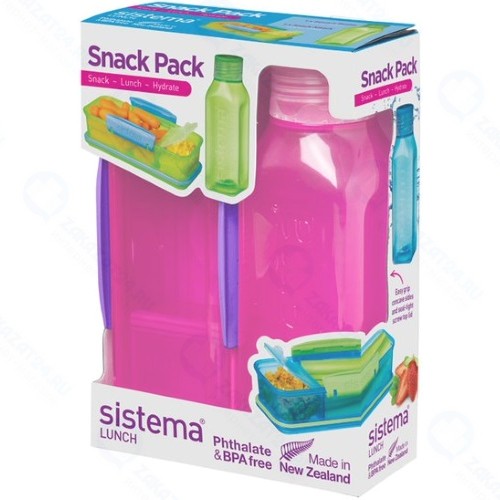 Контейнер и бутылка для воды Sistema Lunch Snack Pack, 475 мл Red (1596)