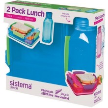 Контейнер и бутылка для воды Sistema 2 Pack Lunch, 475 мл Blue (1597) Контейнер и бутылка для воды Sistema 2 Pack Lunch, 475 мл Blue (1597)