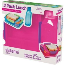 Контейнер и бутылка для воды Sistema 2 Pack Lunch, 475 мл Red (1597) Контейнер и бутылка для воды Sistema 2 Pack Lunch, 475 мл Red (1597)