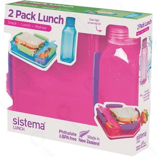 Контейнер и бутылка для воды Sistema 2 Pack Lunch, 475 мл Red (1597)