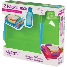 Контейнер и бутылка для воды Sistema 2 Pack Lunch, 475 мл Green (1597) Контейнер и бутылка для воды Sistema 2 Pack Lunch, 475 мл Green (1597)