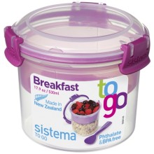 Контейнер двухуровневый с ложкой Sistema To-Go Breakfast, 530 мл Red (21355)
