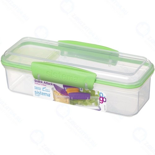 Контейнер с разделителем Sistema To-Go Snack Attack, 410 мл Green (21479)
