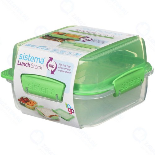Ланч-бокс Sistema TO GO, 3 секции, 1,24 мл, зеленый (21610)
