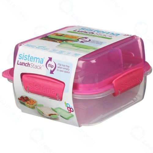 Ланч-бокс Sistema TO GO, 3 секции, 1,24 мл, красный (21610)