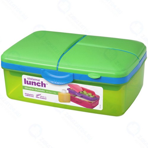 Ланчбокс с бутылкой Sistema Lunch Slimline Quaddie 1.5 л Green (3965)