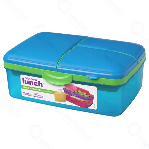 Ланчбокс с бутылкой Sistema Lunch Slimline Quaddie 1.5 л Blue (3965)
