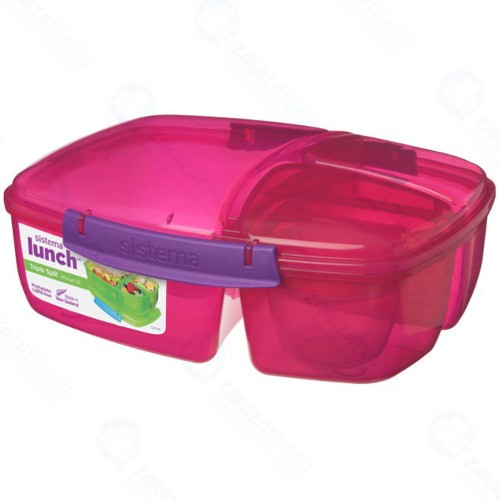 Ланч-бокс с баночкой Sistema Lunch, 3 секции, 2 л, красный (40920)
