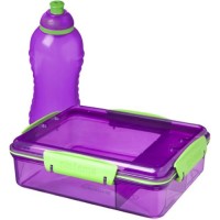 Контейнер с разделителем и бутылка для воды Sistema Lunch Pack, 975 мл Violet (41575)