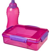 Контейнер с разделителем и бутылка для воды Sistema Lunch Pack, 975 мл Red (41575)