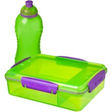 Контейнер с разделителем и бутылка для воды Sistema Lunch Pack, 975 мл Green (41575) Контейнер с разделителем и бутылка для воды Sistema Lunch Pack, 975 мл Green (41575)