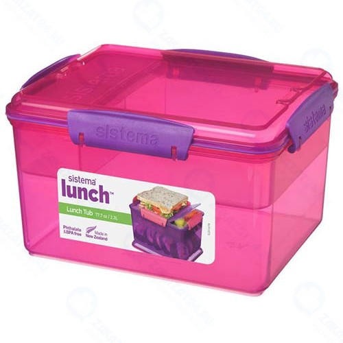 Ланч-бокс Sistema Lunch, 4 секции, 2,3 л, красный (41665)