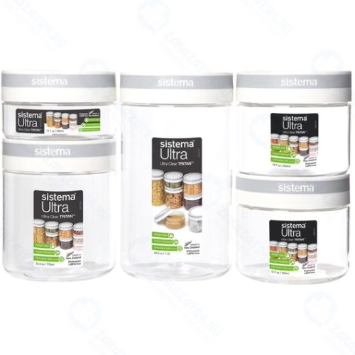 Набор контейнеров Sistema Ultra Tritan Round  White  (51365)