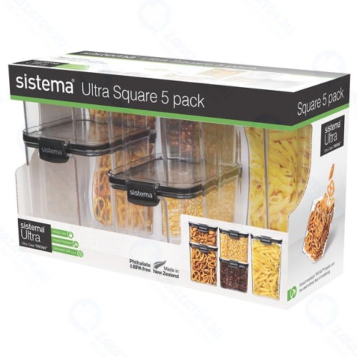 Набор контейнеров Sistema Ultra Square, тритан, 5 шт (51465)