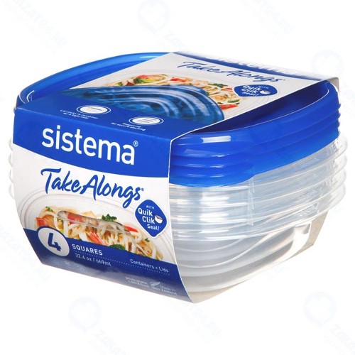 Набор квадратных контейнеров Sistema TakeAlongs, 669 мл, 4 шт (54105)