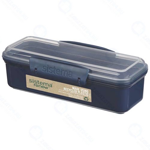 Ланч-бокс Sistema Renew, с разделителем, 410 мл, синий (581479)