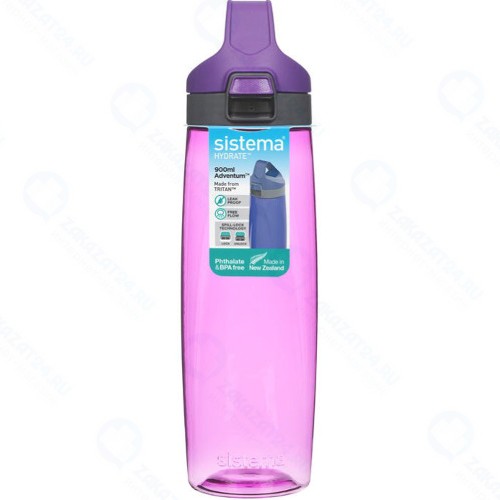 Бутылка для воды с кнопкой Sistema Hydrate, Тритан, 900 мл, фиолетовая (680)