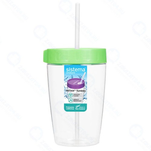 Стакан с трубочкой Sistema Hydrate 525 мл Green (760)