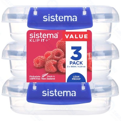 Набор контейнеров Sistema 180 мл, 3 шт, синий (881523)