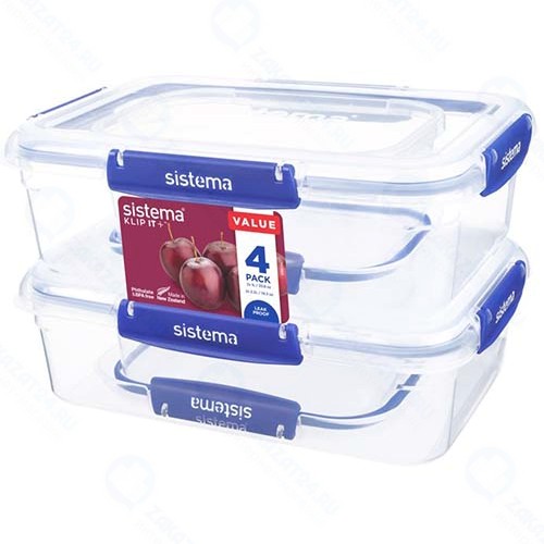 Набор контейнеров Sistema 4 шт, синий (881715)