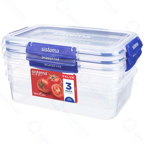 Набор контейнеров Sistema 2,2 л, 3 шт, синий (881723)