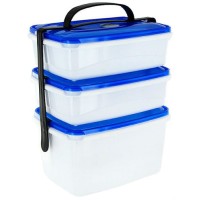 Набор контейнеров PLAST-TEAM с ручкой для переноски, 3 шт, голубой/прозрачный (PT9150/МВМГПР-22)