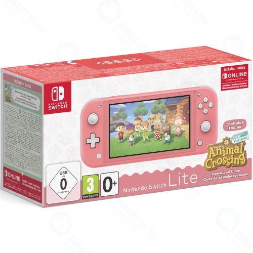 Игровая приставка Nintendo Switch Lite, коралловая + Animal Crossing: New Horizons + NSO 3 месяца