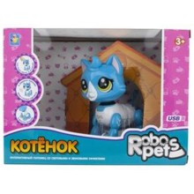 Интерактивная игрушка 1toy RoboPets: Котёнок, голубой/белый (Т16804)