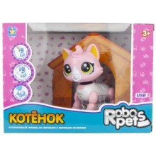 Интерактивная игрушка 1toy RoboPets: Котёнок, розовый/белый (Т16805)
