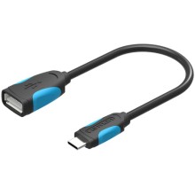 Адаптер-переходник Vention USB Type C M/ OTG USB 2.0 AF, гибкий, 0,1 м (VAS-A50-B010)
