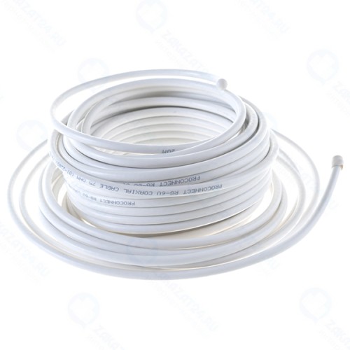 Кабель Proconnect коаксиальный, RG-6U, 75 Ом, CCS/Al/Al, 48%, бухта 20 м, белый (01-2205-20)