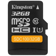 Карта памяти Kingston microSDHC 32GB Class 10 (SDC100/32GB)
