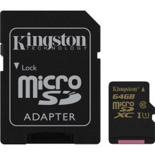 Карта памяти Kingston microSDXC UHS-I Class 10 64GB (SDCA10/64GB)