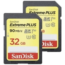 Карта памяти SanDisk Extreme Plus SDHC 64Gb UHS-I U3 Class 10, 2 шт (SDSDXWF-032G-GNCI2)