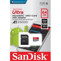 Карта памяти SanDisk Ultra 64GB UHS-I + адаптер (SDSQUA4-064G-GN6MA)