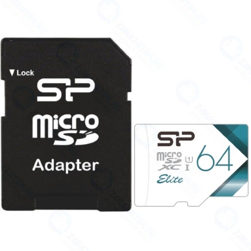Карта памяти SILICON-POWER microSDXC 64GB Elite + адаптер (SP064GBSTXBU1V21)