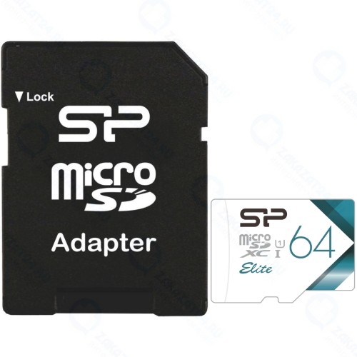 Карта памяти SILICON-POWER microSDXC 64GB Elite + адаптер (SP064GBSTXBU1V21SP)