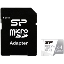 Карта памяти Silicon Power microSDXC 64GB Superior + адаптер (SP064GBSTXDA2V20SP)