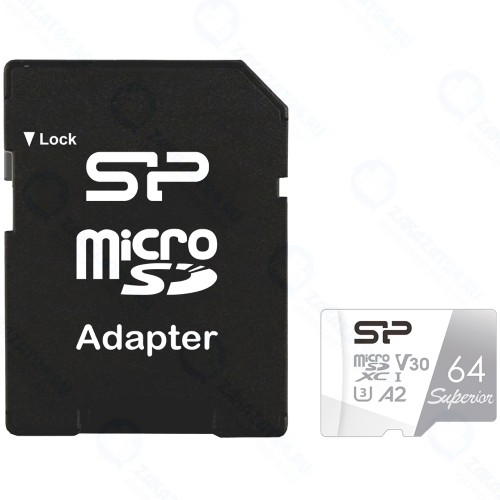 Карта памяти SILICON-POWER microSDXC 64GB Superior + адаптер (SP064GBSTXDA2V20SP)
