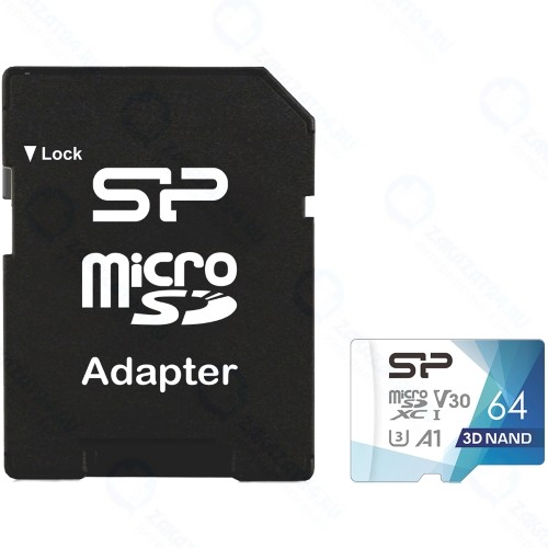 Карта памяти SILICON-POWER microSDXC 64GB Superior Pro + адаптер (SP064GBSTXDU3V20AB)