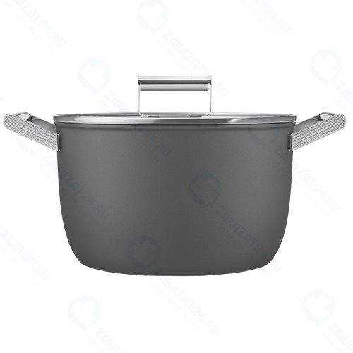 Кастрюля с крышкой Smeg 7,7 л, черная (CKFC2611BLM)