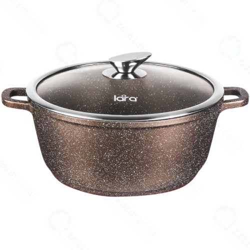Кастрюля с крышкой LARA Rio, 24х11 см, 4,2 л, антипригарное покрытие (LR02-204 CHOCO)