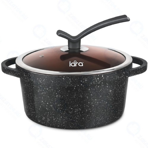 Кастрюля с крышкой LARA Orlean, 24 см, 4,6 л, антипригарное покрытие (LR02-232)