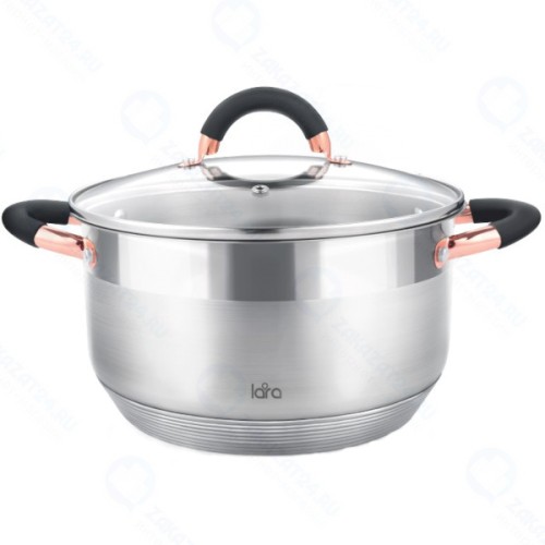 Кастрюля с крышкой LARA Black and Rose, 2,5 л, 18x10,5 см (LR02-411)