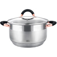 Кастрюля с крышкой LARA Black and Rose, 4,5 л, 22x12,5 см (LR02-413)