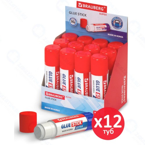 Клей-карандаш Brauberg Super, 36 г х 12 шт (880234)